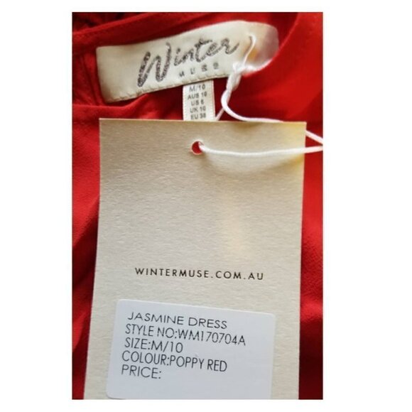 Winter Muse Jasmine Mini Dress, Poppy Red, Size 10 - Picture 3 of 3
